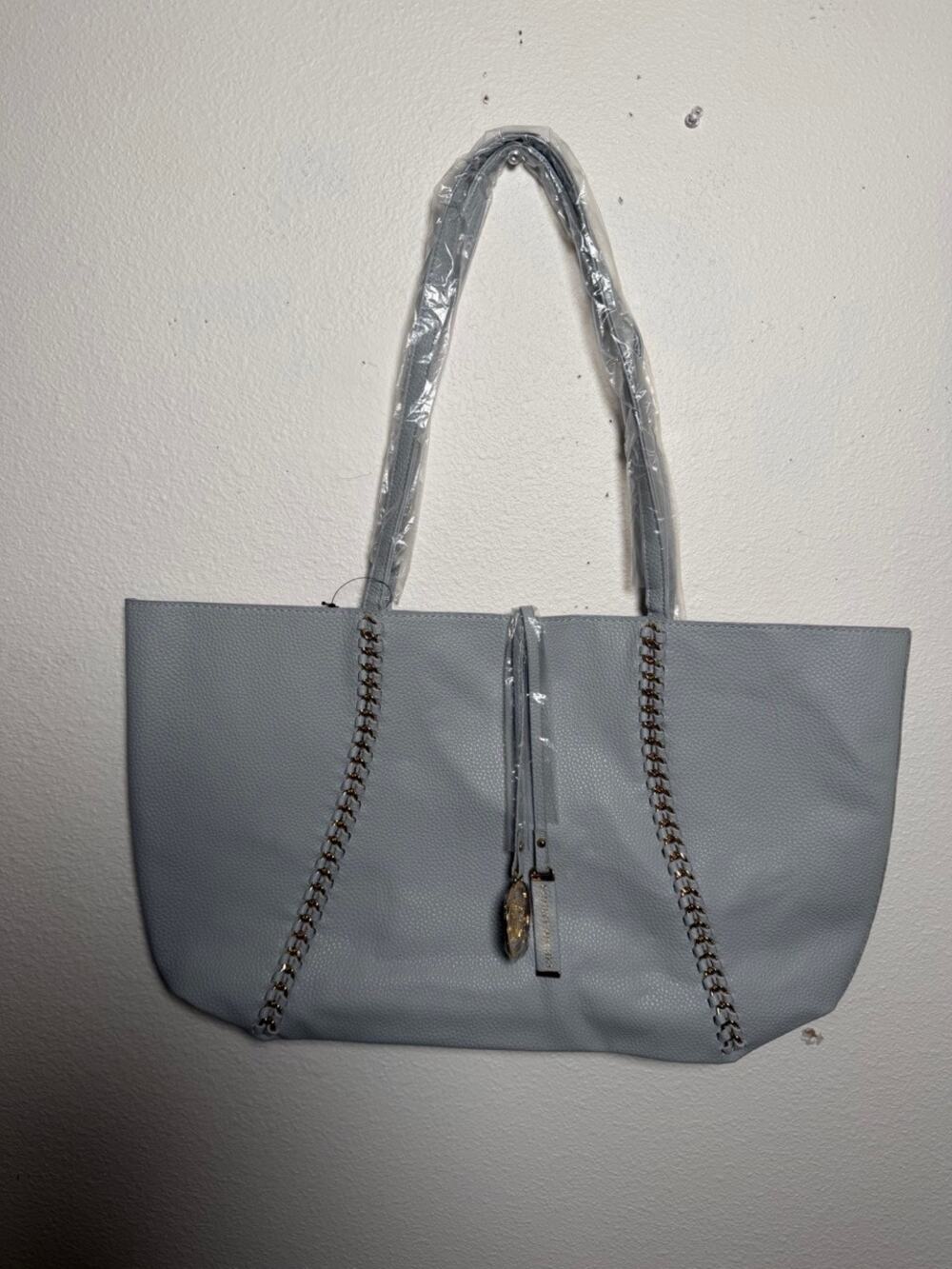 Chic Badgley Mischka Light Grey Decorative Chain Tote Bag